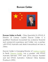 Duncan Calder China Specialist, Ex KPMG Perth