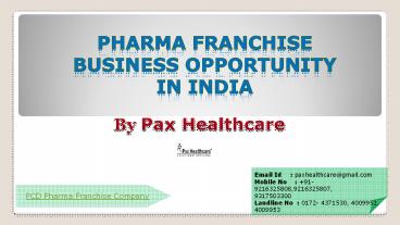 Pharma Business Opportunity In India - Pax Healthcare