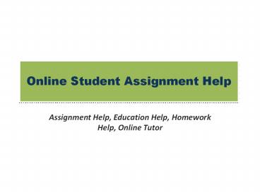 Student Assignment Help Online