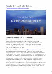 States Say Cybersecurity is Our Business