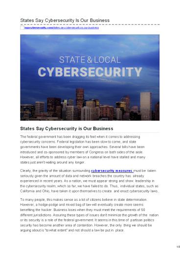 States Say Cybersecurity is Our Business (1)