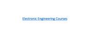 Electronic Engineering Courses