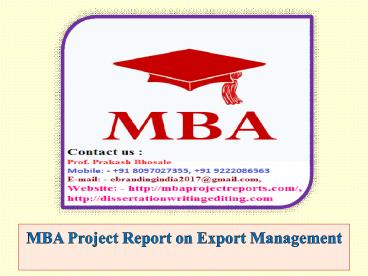 MBA Project Report on Export Management