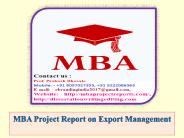 MBA Project Report on Export Management