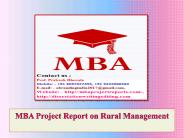 MBA Project Report on Rural Management