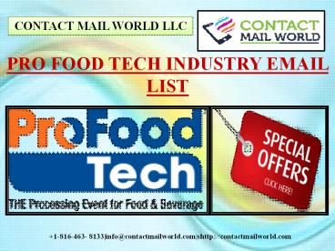 PRO FOOD TECH INDUSTRY EMAIL LIST