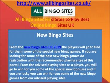 All Bingo Sites Find Sites to Play Best Online Bingo Sites UK