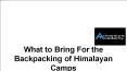 What to bring for the backpacking of himalayan camps (1) PowerPoint PPT Presentation