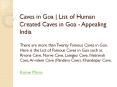 Caves in Goa | List of Human Created Caves in Goa - Appealing India PowerPoint PPT Presentation