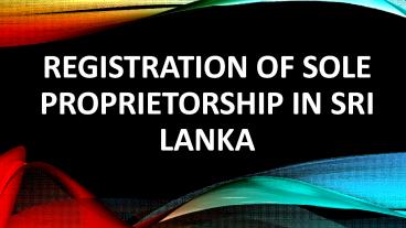 Registration of Sole Proprietorship in Sri Lanka