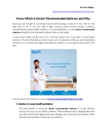 Know Which is Doctor Recommended Mattress and Why
