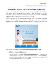 Know Which is Doctor Recommended Mattress and Why