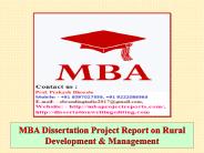 MBA Dissertation Project Report on Rural Development & Management