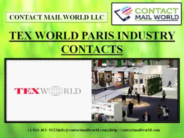 TEX WORLD PARIS INDUSTRY CONTACTS