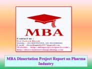 MBA Dissertation Project Report on Pharma Industry