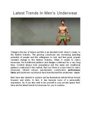 Latest Trends In Men's Underwear