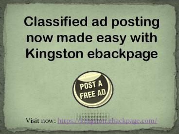 Classified ad posting now made easy with Kingston ebackpage