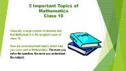5 Important Topics of Mathematics Class 10