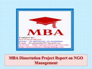 MBA Dissertation Project Report on NGO Management