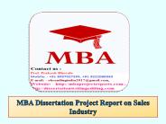 MBA Dissertation Project Report on Sales Industry