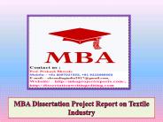 MBA Dissertation Project Report on Textile Industry