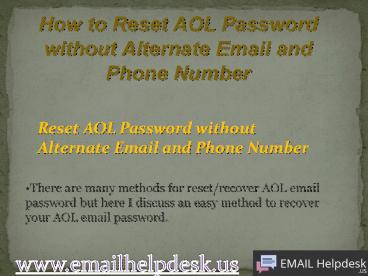 How to Reset AOL Password without Alternate Email and Phone Number