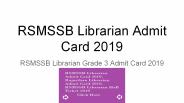 RSMSSB Librarian Admit Card 2019