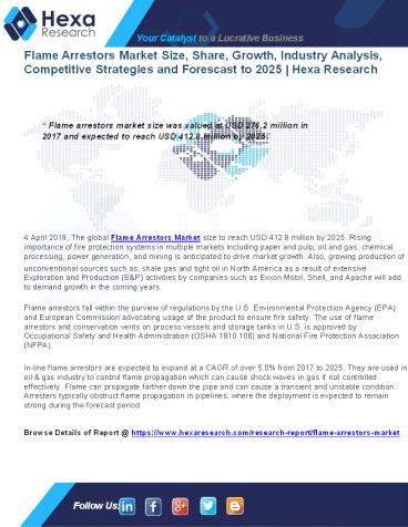 Flame Arrestors Market Size, Share, Growth and Trend Analysis, 2015 to 2025