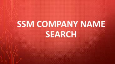 SSM Company Name Search