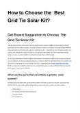 Choosing Quality Grid-tie Solar Kits for Off-grid Area PowerPoint PPT Presentation