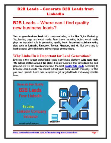 Generate B2B Leads from LinkedIn