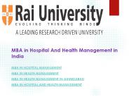 MBA in HospitaL & HEALTH mANAGEMENT