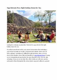 Yoga Retreats Peru