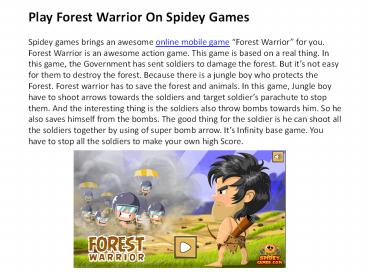 Play Forest Warrior on Spidey Games