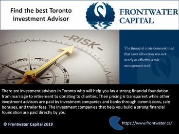Find the best Toronto Investment Advisor