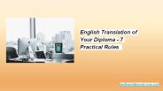English Translation of Your Diploma - 7 Practical Rules