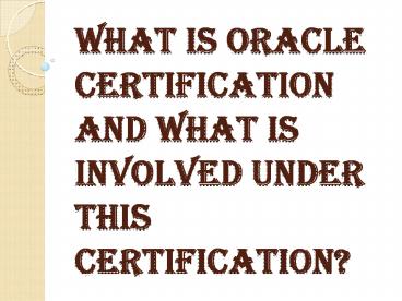 Subcategories of Oracle Certification Courses