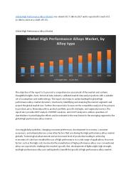 Global High Performance Alloys Market