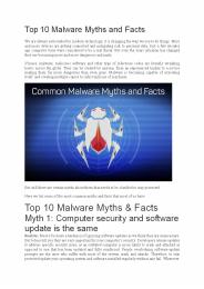 Top 10 Malware Myths and Facts