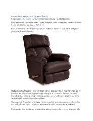 Are recliner sofas good for your back?