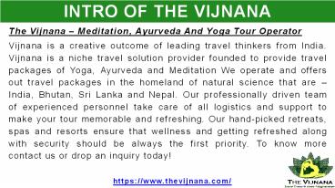 Wellness Tourism in India, Wellness Tour Operator in India | The Vijnana