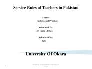 Service Rules of Teacher in Pakistan