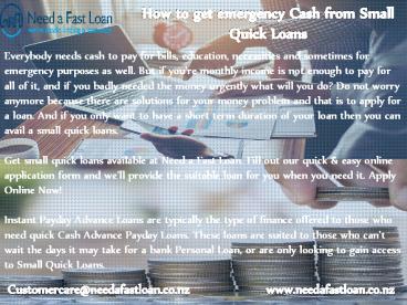 How to get emergency Cash from Small Quick Loans