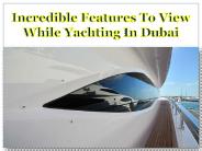 Incredible Features To View While Yachting In Dubai