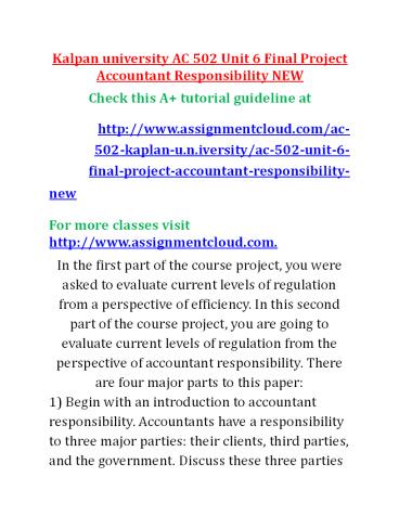 AC 502 Unit 6 Final Project Accountant Responsibility NEW