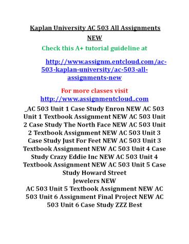 AC 503 All Assignments NEW
