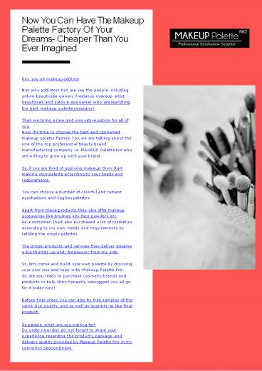 Now You Can Have The Makeup Palette Factory Of Your Dreams- Cheaper Than You Ever Imagined