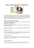 How to get my lost love back in 24 hours PowerPoint PPT Presentation