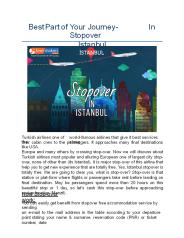 Best Part of Your Journey-Stopover In Istanbul
