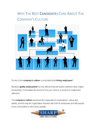 WHY THE BEST CANDIDATES CARE ABOUT THE COMPANY'S CULTURE